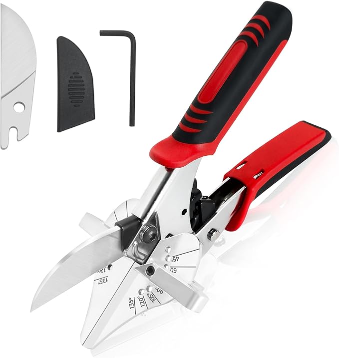 GARTOL Ratchet Miter Shears for Angular Cutting Molding Crafting,Adjust 45-135 Degree Multi-Angle Cutter for Soft Wood, PVC, MDF (HD-3100 US, Classic, 1, HD-3100 US)