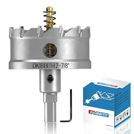 DKIBBITH TCT Hole Saw Set, 2-7/8"(73mm) Heavy Duty Tungsten Carbide Tipped Hole Cutters for Stainless Steel, Copper, Iron, Brass, Plastic with Titanium-Plated Pilot Drill Bits.