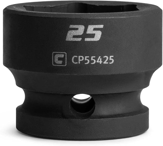 Capri Tools 25 mm Stubby Impact Socket, 1/2 in. Drive, 6-Point, Metric