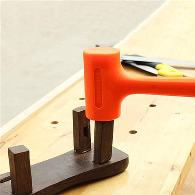 4 lb Dead Blow Hammer with Steel Shot Filled Head, Spark and Rebound Resistant Deadblow Mallet with Non-Slip Diamond Textured Handle, Orange