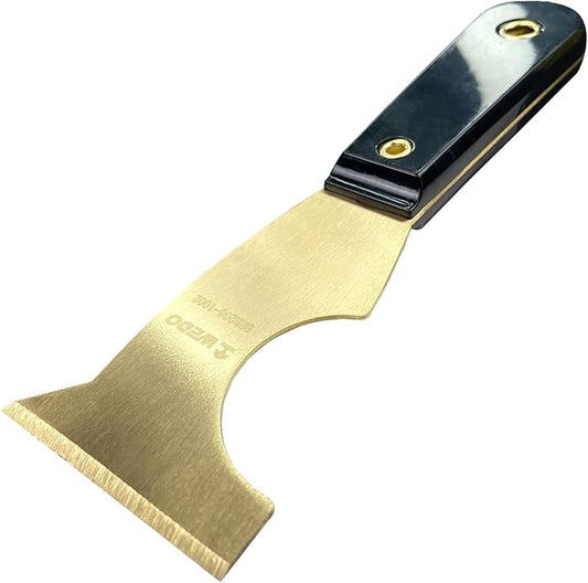 WEDO Brass Putty Knife 2-1/2",Paint Scraper,5 in 1 Tool, Spackle Knife, Wallpaper Scraper, Painters Tool, Crown Molding Tool, Paint Remover for Wood, Scraper,Length 8"