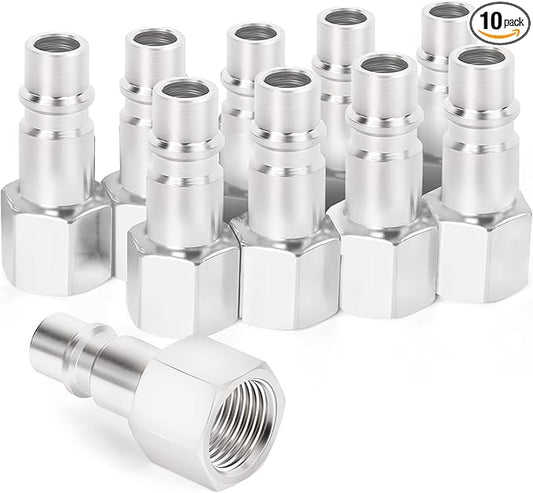 GASHER 10PCS 1/2-Inch NPT Female Industrial Air Tool Fitting, 1/2-Inch High Flow Pneumatic Plugs Max Working Pressure 300PSI
