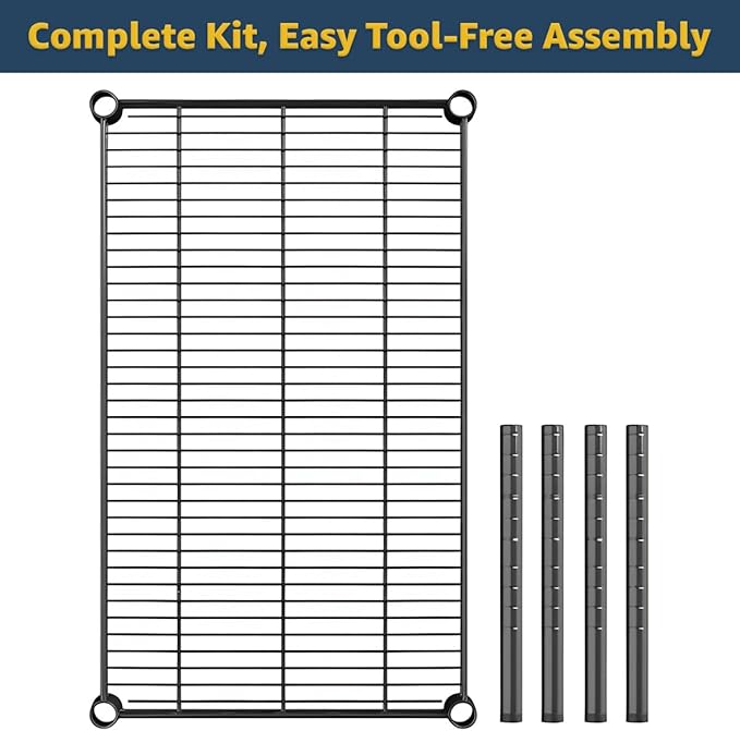12" x 36" x 14" Black Epoxy Wire Storage Shelf, Dunnage Rack, Commercial 1 Tier Small Shelf
