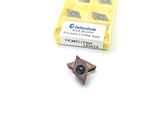 10pcs DCMT11T304 CNC Lathe Indexable Solid Carbide Milling Turning Insert for The Finishing of Steel and Other Metal (DCMT11T304 LF6018)