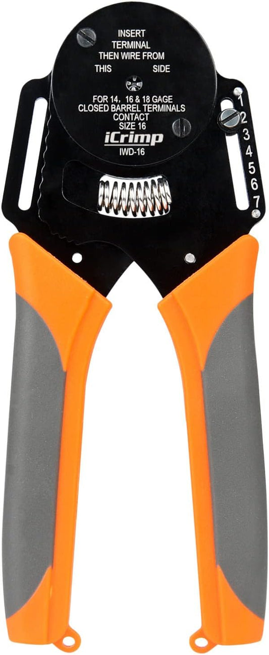 iCrimp Closed Barrel Crimper 4 Way Indent,8 Impression Type for Deutsch Solid Contacts gage 14,16&18(IWD-16)