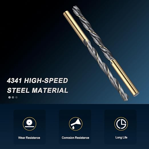 PATIKIL 6mm Drill Bit, Jobber Straight Shank 4341 High-Speed Steel 118째 Black and Gold Finish for Medium-Hard Metal Steel Acrylic - 4 Pack