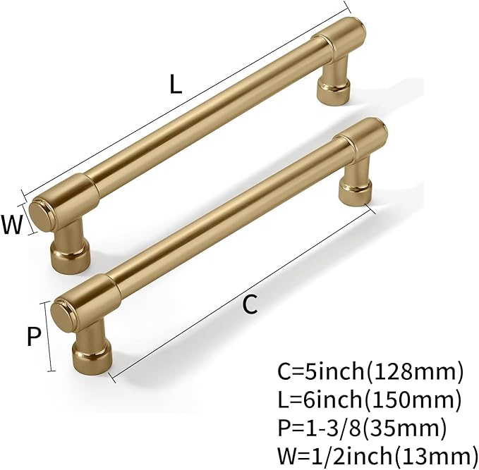 khtumeware 10 Pack 5-1/16 Inch Champagne Bronze Cabinet Pulls Heavy Duty Solid Satin Brass Cabinet Handles Kitchen Cabinet Hardware for Cupboard Drawer Handles
