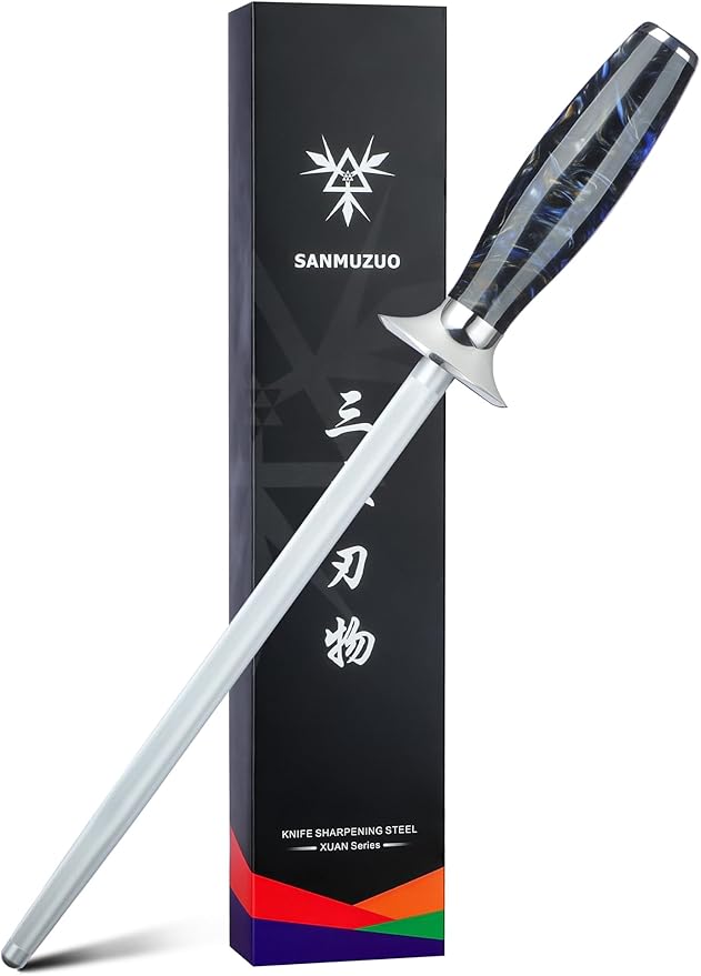 Honing Rod, Sharpening Steel for Kitchen Knives ??9" Honing Steel ??Resin Handle ??XUAN Series (Starry Black)
