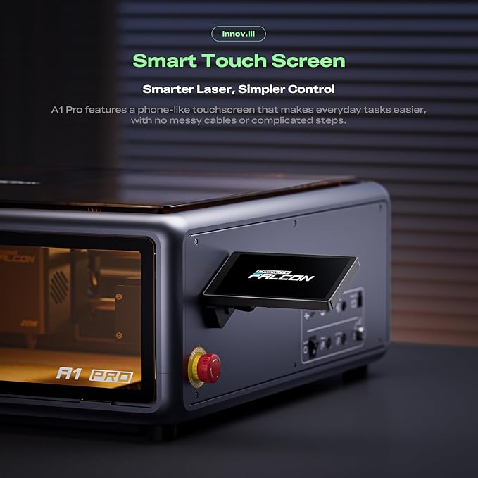 Creality Falcon A1 Pro 20W Laser Engraver, Full Enclosed 180W Output Laser Engraver Machine, Touch Screen, Auto Focus, APP Control, Pre-Assembled, Ideal for Wood and Metal, Class 1 Safety