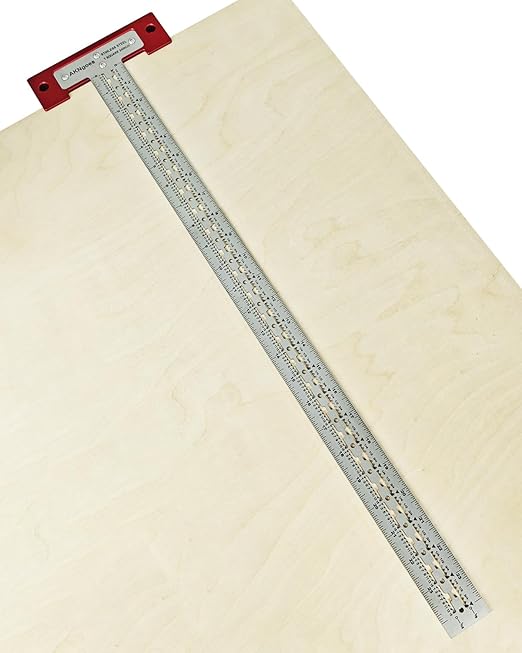 Precision Scriber T Square Ruler, T Square with Support Lips, Built in Scribe Notches, Stainless Steel Architect Ruler for Carpenter Work, Layout and Measuring Tools - 24inch