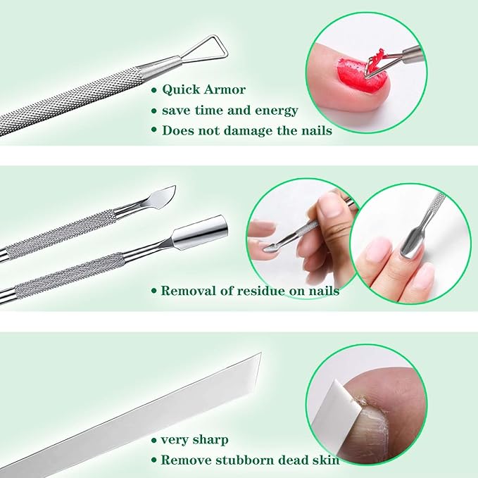 11 Piece Set Ingrown Toenail Pedicure Tool Kit, Stainless Steel Nail Care Treatment for Nail Correction, Polish Pain Relief