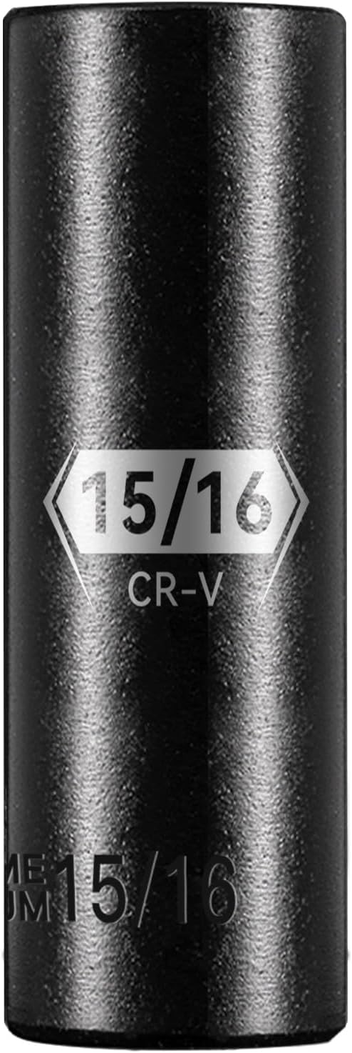 BLACKROBOT 1/2 Inch Drive 6-Point Deep Socket, 15/16 inch Deep Impact Socket, CR-V Steel