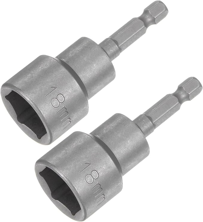 uxcell 18mm Magnetic Hex Socket 65mm/2.56", 1/4" Hex Shank Magnetic Power Nut Driver Set CR-V Quick-Release Extensions for Impact Drill Nut Setters Socket Wrench Screw, 2 Pcs