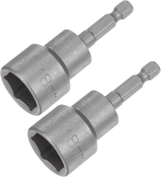 uxcell 18mm Magnetic Hex Socket 65mm/2.56", 1/4" Hex Shank Magnetic Power Nut Driver Set CR-V Quick-Release Extensions for Impact Drill Nut Setters Socket Wrench Screw, 2 Pcs