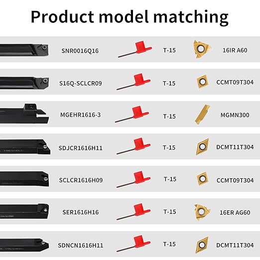 5/8"16mm Indexable Lathe Turning Tool 21Pcs Kit- 7Pcs Metal Lathe Tools Holder Set with 14Pcs Carbide Insert Turning Inserts for Turning Grooving Boring Threading Cutting