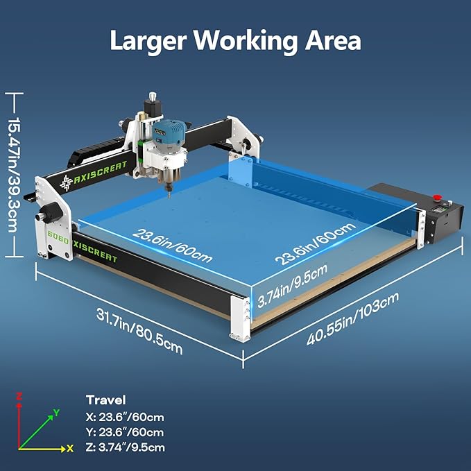 CNC Router Machine 6060, Beginner Hobby Engraving Machines, 710W Power Trimmer Router, Linear Rails and Belt Driven, 3-Axis Cnc Milling Machine for Wood, Acrylic, and MDF Carving