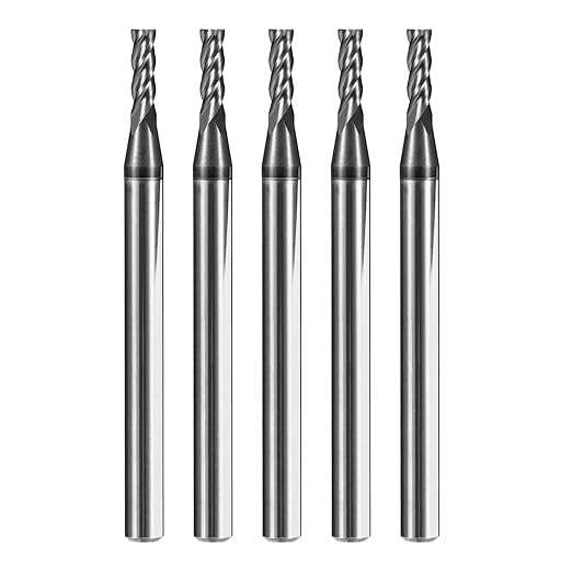 5pcs 3/32" Carbide Square End Mill Bits Set for Alloy Stees/Hardened Steels,Hrc55 Micro Grain Carbide Milling Cutter 4Flute CNC Router Bits with AlTiN Coating