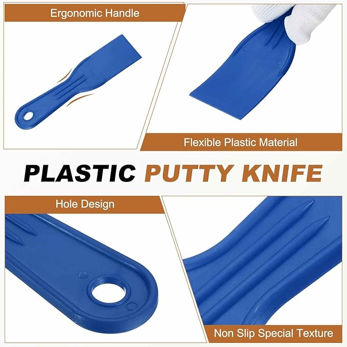 HARFINGTON 10pcs Putty Knife Scraper 2" Width Flexible Plastic Putty Knife Paint Scraper Tool for Taping Drywall Spreading Painting Wall Scratching Blue