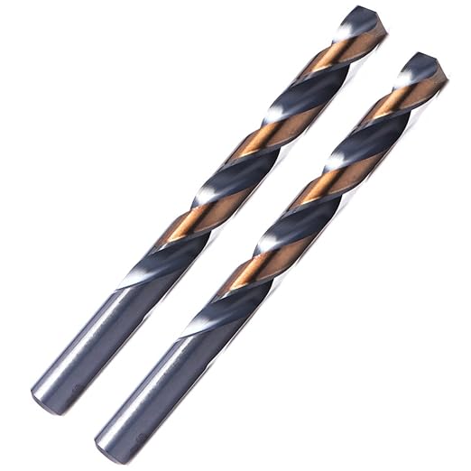2 Count 13/32" Black and Gold Twist Drill Bit Set for Metal, Wood & Plastic