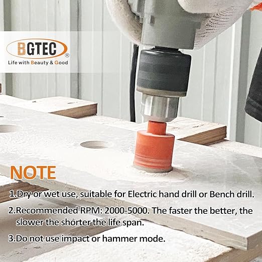 Dry Diamond Drill Bit - BGTEC 1pc 1-3/8" 35mm Hole Saw for Granite,Marble,Masonry, Concrete, Tile/Ceramic, Glass, Hard Plastic,Vacuum Brazed Diamond Core Drill Bit Kit