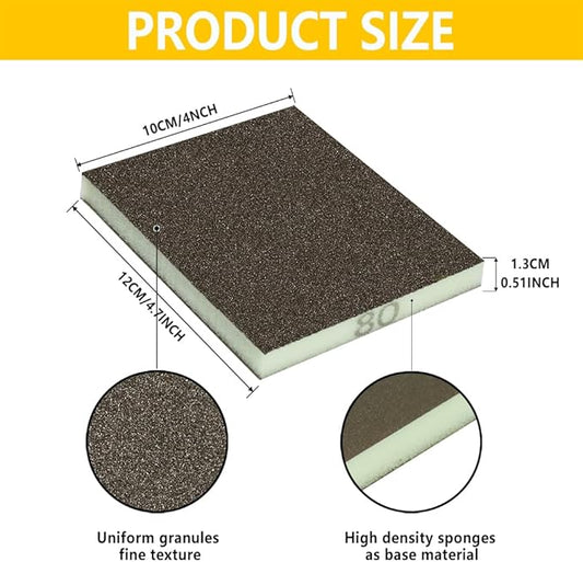 16PCS 80 Grits Sanding Sponge Coarse Sanding Block, Washable and Reusable Wet Dry Sandpaper Sponge竊?Sander Sponges for Wood Drywall Metal Wood