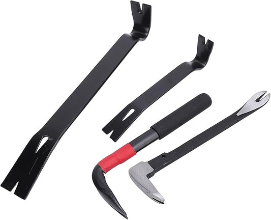 Nail Puller Pry Bar Set 4 Pcs Multi Functional High Hardness Ergonomic Design Flat Crowbar for Home Decoration Woodworking 45 Manganese Steel 9 Inch 10 Inch 15 Inch