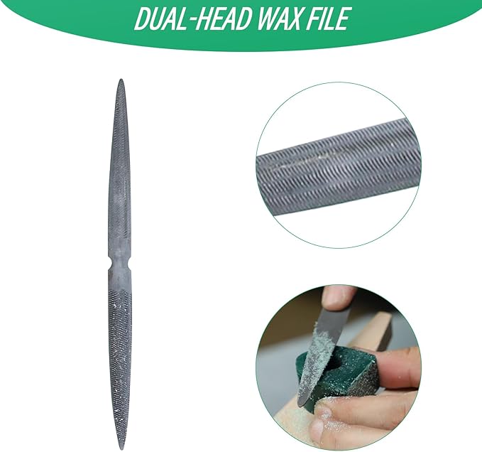 Jewelry Wax Carving Kit with Wax Tubes Ring Mandrel and Dual-End File for Jewelry Lost-Wax Casting Making and Design (4PCS)