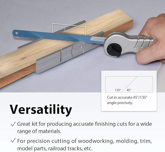 FIRSTINFO H5442 Metal Small Aluminum Miter Box 5.5 Inch Small Tiny Mitre Box for Manual Saw for Hand Saw 3 Cutting Angles