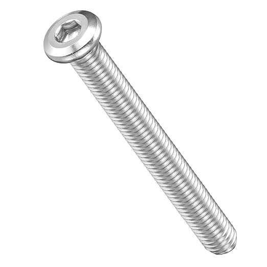 METALLIXITY Flat Head Hex Socket Cap Screws Bolts(M8-1.25x70) 20Pcs, Steel Hex Socket Furniture Bolts Screws - for Furniture Woodworking Project, Silver Tone