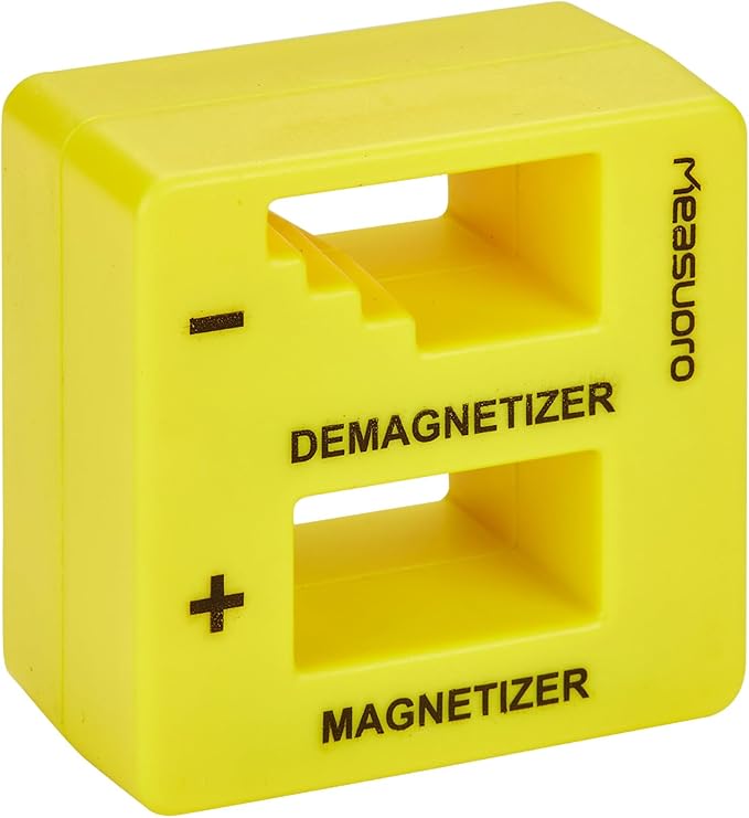 Demagnetizer and Magnetizer for Screwdrivers Tips, Bits, and Small Tools, Large or Big Screws, Drills, Drill Bits, Sockets, Nuts, Bolts, Nails and Precision Construction Tools - Yellow