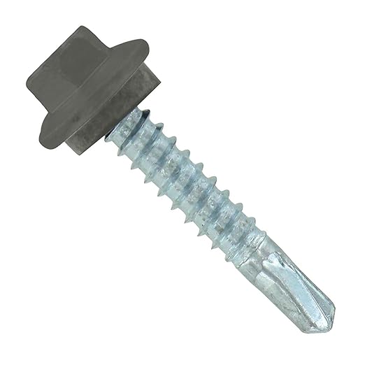 Fasteners Plus ST Fastening Maxx SteelBinder Metal to Metal #12 X 1-1/4" Burnished Slate Screws with EPDM Rubber Washer, 250-Count - Designed for Roofing and Siding Panels