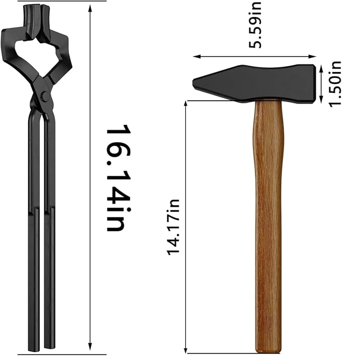 Blacksmith Tongs Set,2PCS Blacksmith Forge Kit for Beginner and Seasoned Blacksmiths, Craftsmen and Bladesmiths