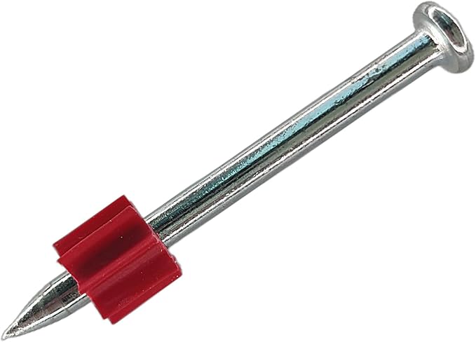 2" Powder Actuated Fasteners,.300 Head Diameter Drive Pin with red Flute, P200, 100pcs/pack, 4 Pack