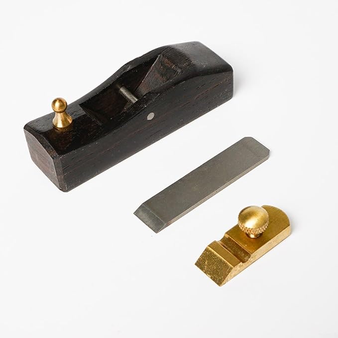 Mini Planer Ebony Hand Plane Tool With Polished Steel Blade For Burr-Free Wood-Finishing And DIY Carpentry, 8X2x2.2 Cm(Flat bottomed)
