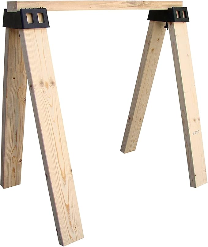 POWERTEC 71026V Plastic Sawhorse Brackets for Use with 2x4 Lumber | Kit Builds one Saw Horse, Set of 2, Black (Pack of 2)