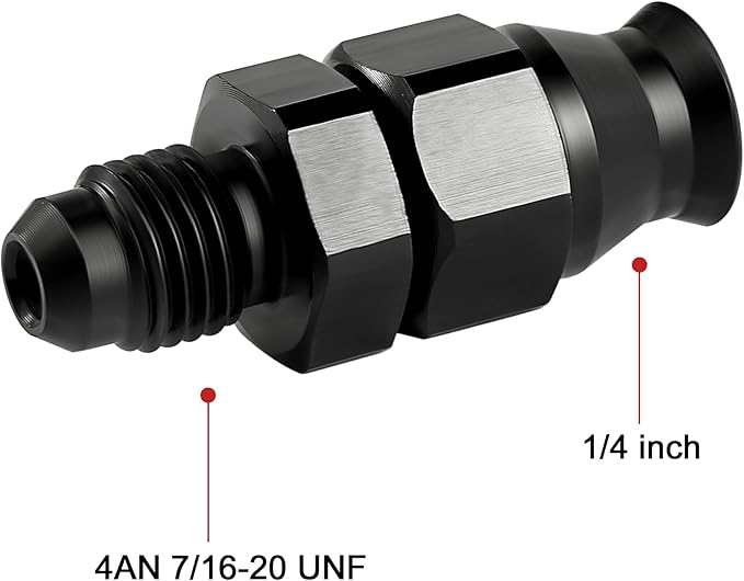 EVIL ENERGY 4AN Male to 1/4" Hardline Compression Fitting Adapter Aluminum Black
