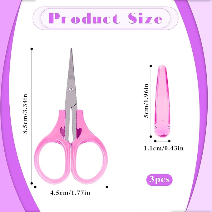 2Pcs Small Scissors - All Purpose Craft Scissors with Protective Cover, Precision Straight Fine Tips for Paper Cutting, Scrapbooking