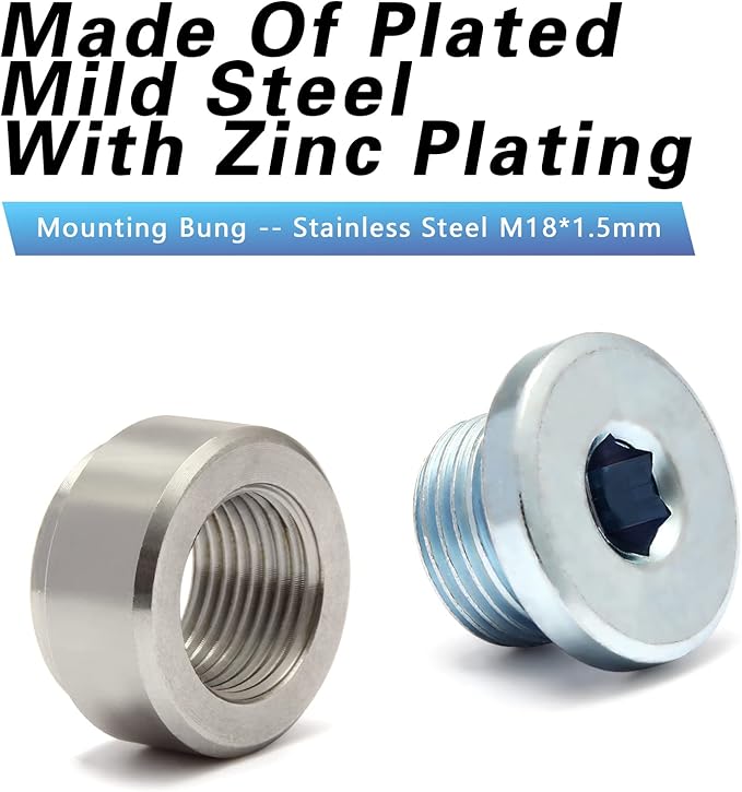 LEDAUT M18X1.5 Stepped Mounting Bung And Plugs (1 Bungs/1 Plugs) Fittings Weld Bung
