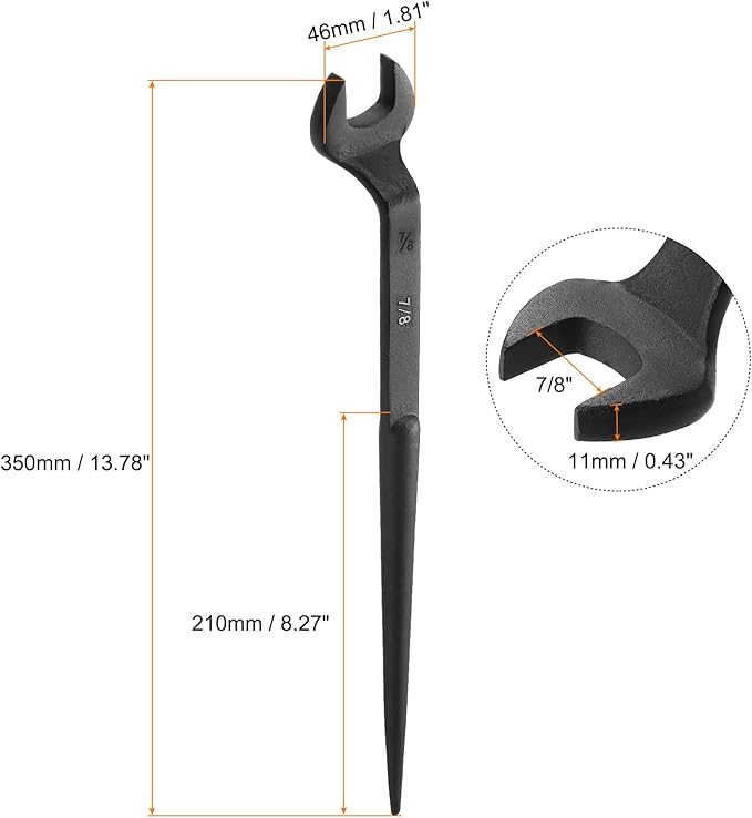 HARFINGTON Single Open End Spanner Wrench 7/8-inch 15 Degree Angle Single Open End SAE Construction Spanner Wrenches with 60째Offset Handle for Automotive Mechanical Maintenance
