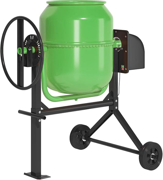 6.0 Cu.Ft. Concrete Mixer, Heavy Duty Portable Concrete Mixer with Wheel & Stand, Electric Cement Mixer Machine with 160L Drum, 120V Motor for Concrete, Mortar,Seeds, and Feed,Green.