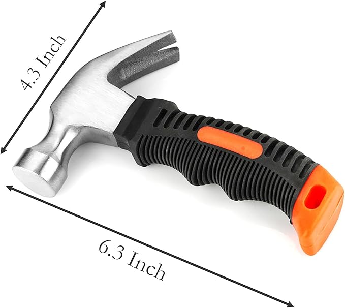 2 Pcs 11.6 Oz Small Claw Hammer, Forged Steel Stubby Tack Hammer with Shock-absorbing Leather Handle for Driving and Pulling Out Nails (2)
