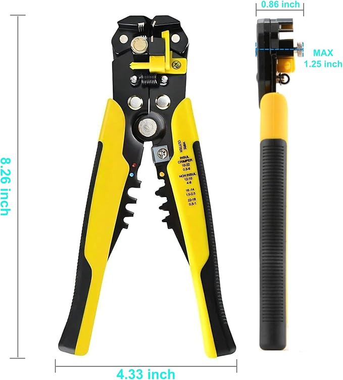 3 in 1 Wire Strippers - Self-Adjusting Wire Stripper Tool with Wire Cutters & Crimping Tool, Heavy Duty Electrical Wire Strippers for 10-24 AWG Copper/Aluminum/Cable Wire