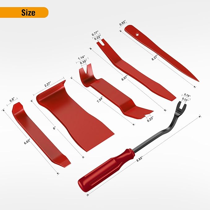 GOOACC 6PCS Auto Trim Removal Tool Kit No-Scratch Tool Kit for Car Audio Dash Window Molding Fastener Remover Tool Kit-Red