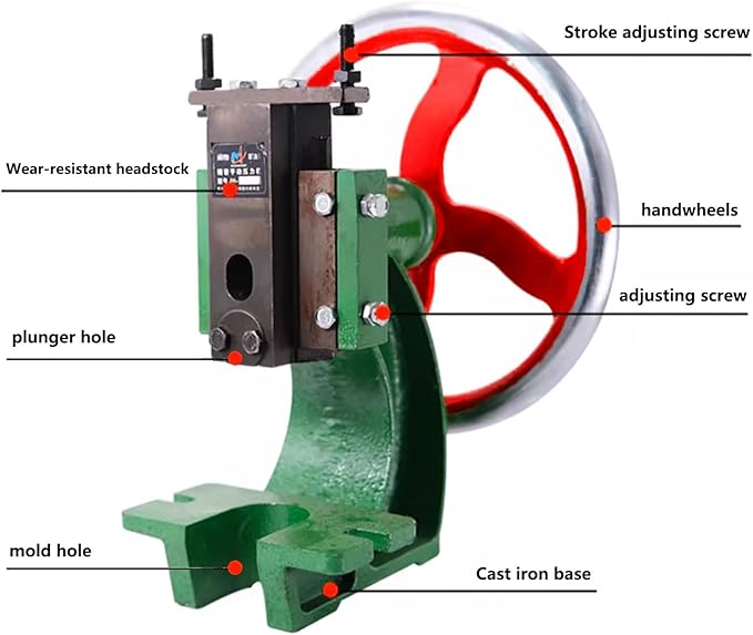 Manual Benchtop Punch Press,Precision Handwheel Press, Cast Iron Heavy Duty Manual Benchtop Arbor Press,Metal Punch Press for Stamping Bending Forming Stretching, 0.4/0.6/0.8/1/1.2 Ton(1ton)
