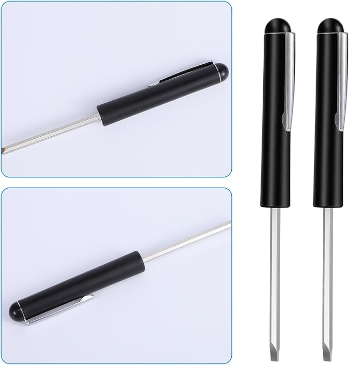2 PCS Mini Pocket Screwdriver with Magnetic Slotted Tips Reversible Double Ended Bit - Phillips and Flat Head