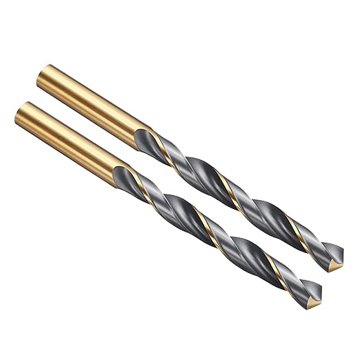 PATIKIL 9.5mm Drill Bit, Jobber Straight Shank 4341 High-Speed Steel 118째 Black and Gold Finish for Medium-Hard Metal Steel Acrylic - 2 Pack