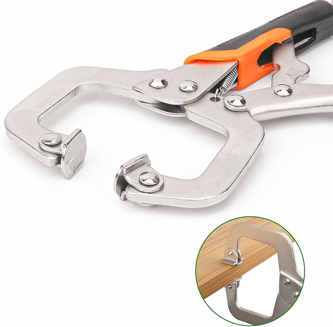 5 Pack 6 Inch C-Clamp Locking Pliers with Rubber Handle, C-Clamps Face, 6 Inch Heavy Duty C Clamp Locking Pliers for Woodworking and Home Improvement