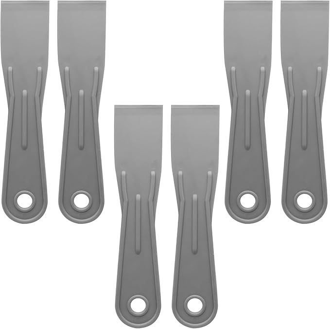 6pcs Flexible Plastic Putty Knife Set - 1.5 Inch Wide Scraper for Wall Repair, Spackling, Drywall Taping & Painting Projects (Grey)