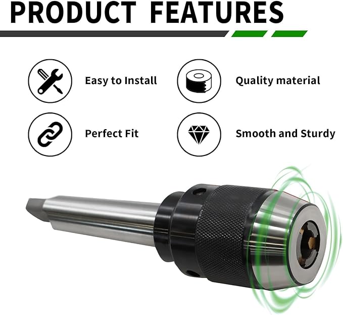 1/64"-1/2" Heavy Duty MT3 Shank Lathe Keyless Drill Chuck Special Titanium Jaws