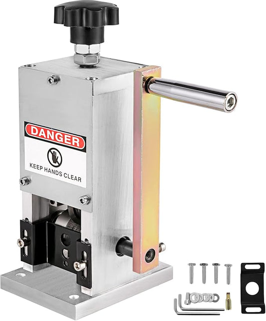 Happybuy Manual Wire Stripping Machine 0.06-0.98 inches, Wire Stripper Machine with Hand Crank Portable, Wire Stripping Tool Aluminum Construction,for Scrap Copper Recycling